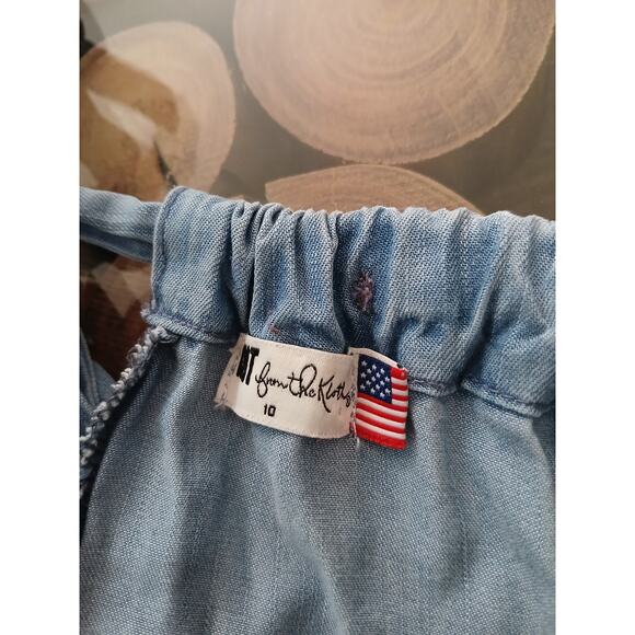 Kut From The Kloth Denim Chambray Pockets Halter Mini Dress Size 10 - Picture 3 of 10